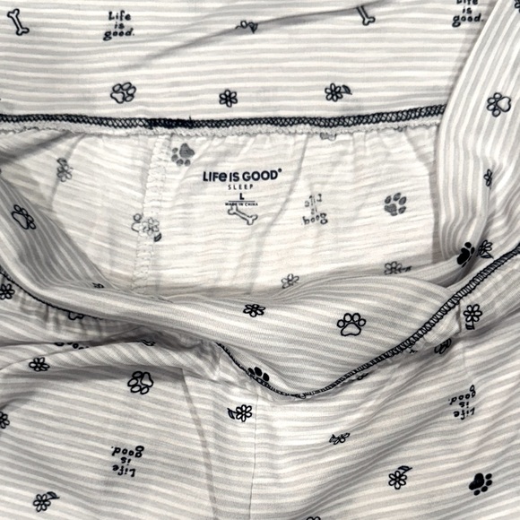LIFE IS GOOD 2 Piece Set Animal Lover Dogs Striped Floral Pajamas NWT Large - Picture 6 of 13